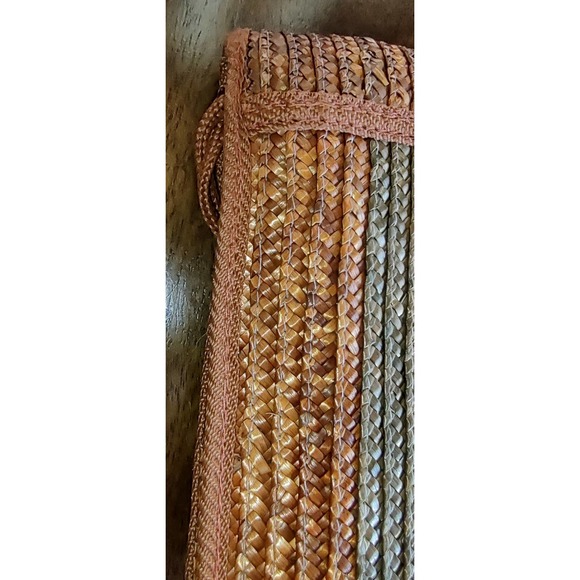 Objectives Brown Stripe Wicker Shoulder Bag - Picture 6 of 8